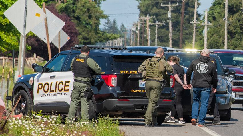 Two individuals were put into custody after a Flock camera identified a vehicle as stolen in downtown Centralia on Wednesday, May 24.