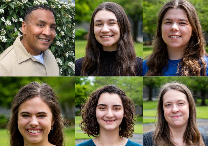 Clockwise from left, the Centralia College 2023 Outstanding Students are Michas Taitano, Aleena Hurd, Kamille Hill, Lyndi Klacik, Madison Frank and Tiffani Lund.