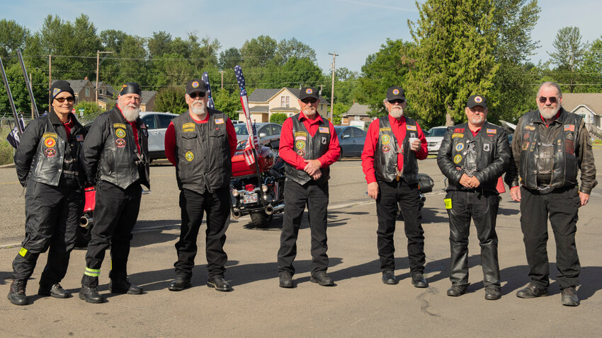 Patriot Guard members pose for a photo outside the Veterans Memorial Museum in Chehalis on Friday, June 16. The Patriot Guard is a volunteer &ldquo;nonprofit organization which ensures dignity and respect at memorial services honoring fallen military heroes, first responders and honorably discharged veterans,&rdquo; according to its mission statement.  Learn more at https://www.patriotguard.org/wa-state-page/.