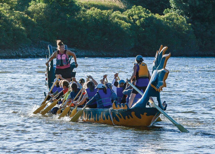 Paddlers leave the Ridgefield Marina at 7:30 p.m. on Thursday, June 29. The weekly Ridgefield Dragon Boat Paddles occur every Thursday until Oct. 5.