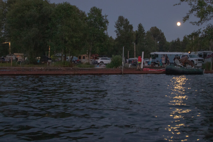 The moon rises over the Mineral Lake Lions Den Campground on Saturday, July 1.