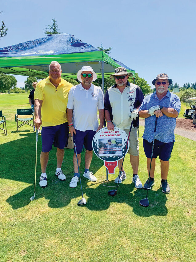From left to right: Tod DeBord, Larry (Bear) Sefton, Jon Vea and Brad Dyer at the Rego Golf Classic at Tri-mountain Golf Course in Ridgefield on June 24.
