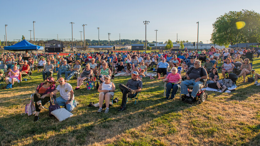 FILE PHOTOS &mdash;&nbsp;Visitors gather at Recreation Park as The Olson Bros Band performs in Chehalis for the &ldquo;Music in the Park&rdquo; series in July 2023.