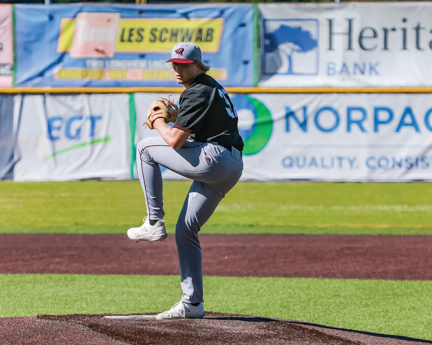 Blake Hammond, of Northwest Nazarene University, secured the Columbia River Cup-clinching victory for the Raptors in game one of a doubleheader against the Cowlitz Black Bears, Tuesday, July 25, in Longview.