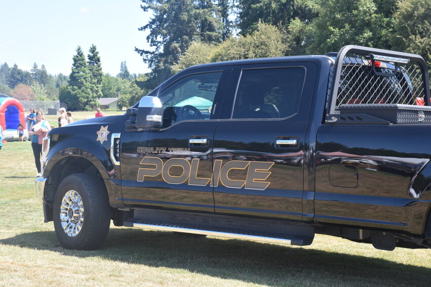 A Cowlitz Tribal Police vehicle is parked at Holley Park during La Center Our Days July 29.
