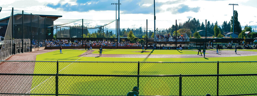 A panoramic view of the Ridgefield Outdoor Recreation Complex during the Ridgefield Raptors playoff loss to the Portland Pickles on Wednesday, Aug. 9.