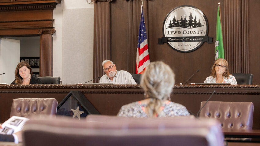 Members of the Lewis County Dangerous Animal Designation Board host a hearing on Monday, Aug. 7 about Sema, a 5-year-old border collie Australian shepherd mix, that bit a neighbor who entered the dog&rsquo;s owner&rsquo;s property in June.