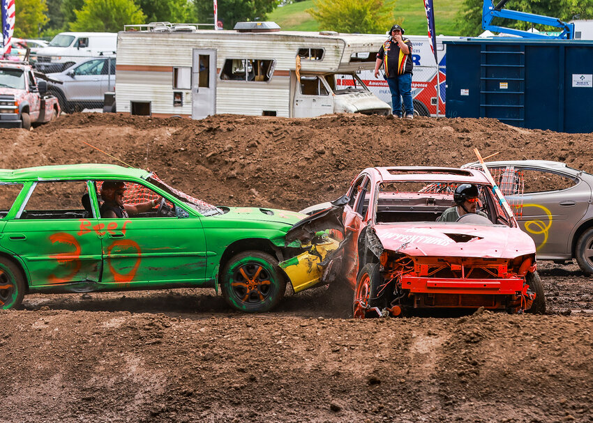 The 7 p.m. show of the Clark County Fair demolition derby featured 20 cars in the small arena or a battle royale of the last car standing on Wednesday, Aug. 7.