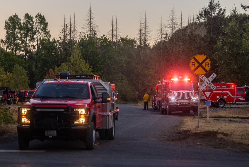 Fire crews from across Thurston County respond to the scene of a fire in Tenino in this file photo. Effective last week, the Thurston County fire marshal has initiated a countywide outdoor burn ban from now through September.