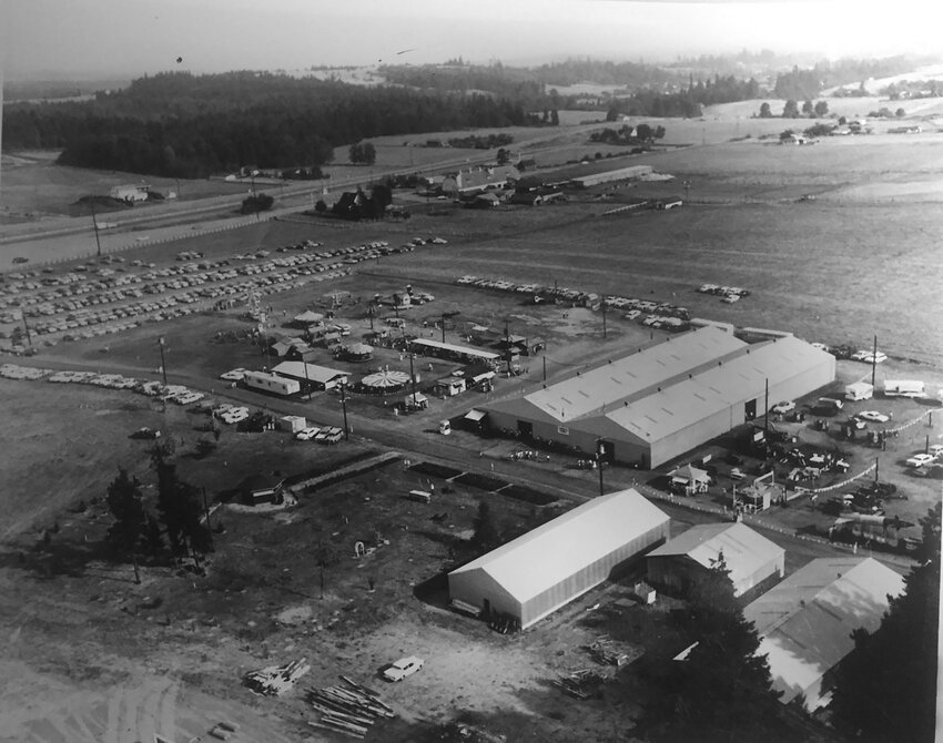 Pictured is an aerial photo of the Clark County Fair from the early 1960s.