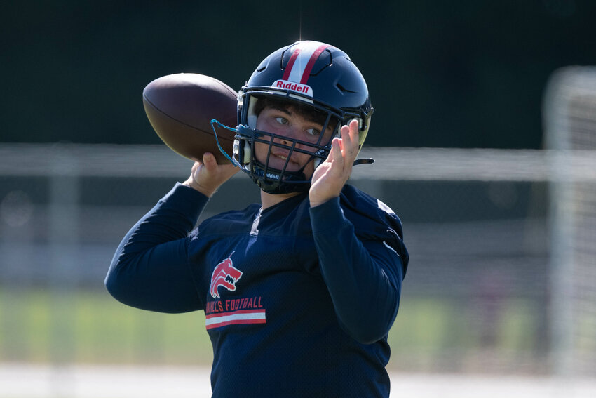 Jaxsen Beck throws a pass during Black Hills' practice on Aug. 18.