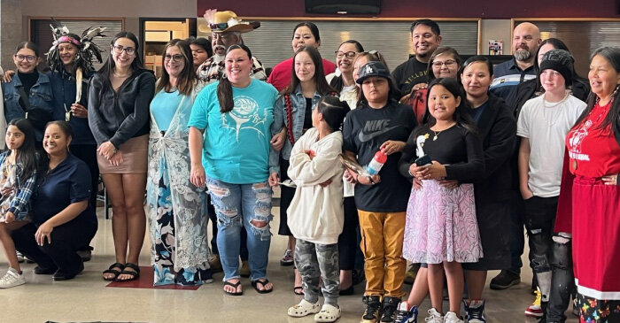 Students and teachers celebrate during the Native American Education Program Moving Up and Graduation Ceremony on June 14, 2023.