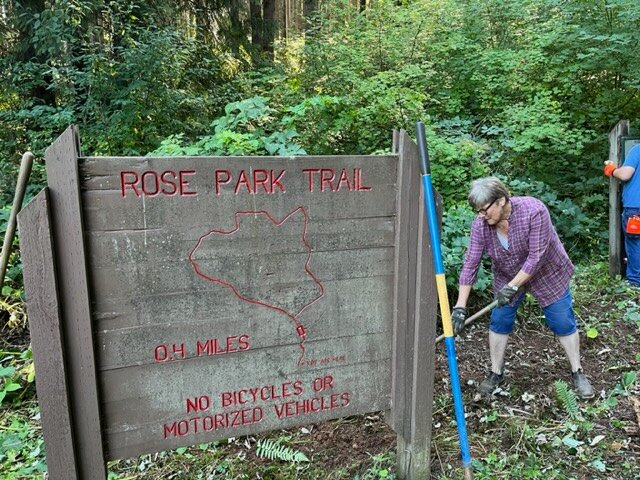 Volunteers work at Rose Park, located at 263 Penning Road off state Route 6 in Chehalis, on Saturday, Sept. 9 during an event aimed at honoring victims of the Sept. 11, 2001, terrorist attacks.