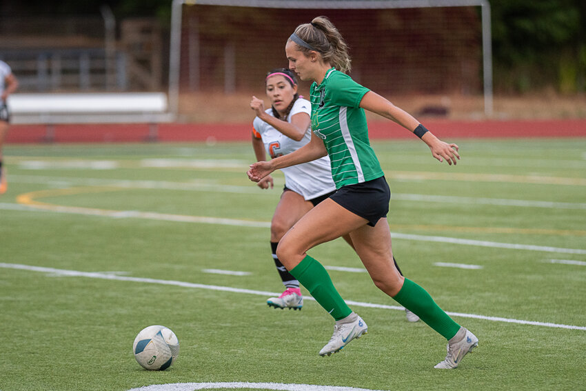 Makenzie Kolb makes a run with the ball during Tumwater's 5-0 win over Centralia on Sept. 12.