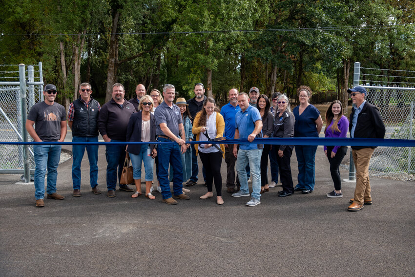 Representatives of Centralia College&rsquo;s Commercial Driver License program hold a ribbon-cutting for the program's new driving range off of North Pearl Street on Wednesday, Sept. 13 in this courtesy photo.