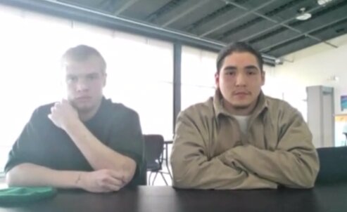 From left, Samuel K. Conley, 18, and Jose Beltran Rodriguez, 18, appear in Lewis County Superior Court via video from Green Hill School on Wednesday, Sept. 27.