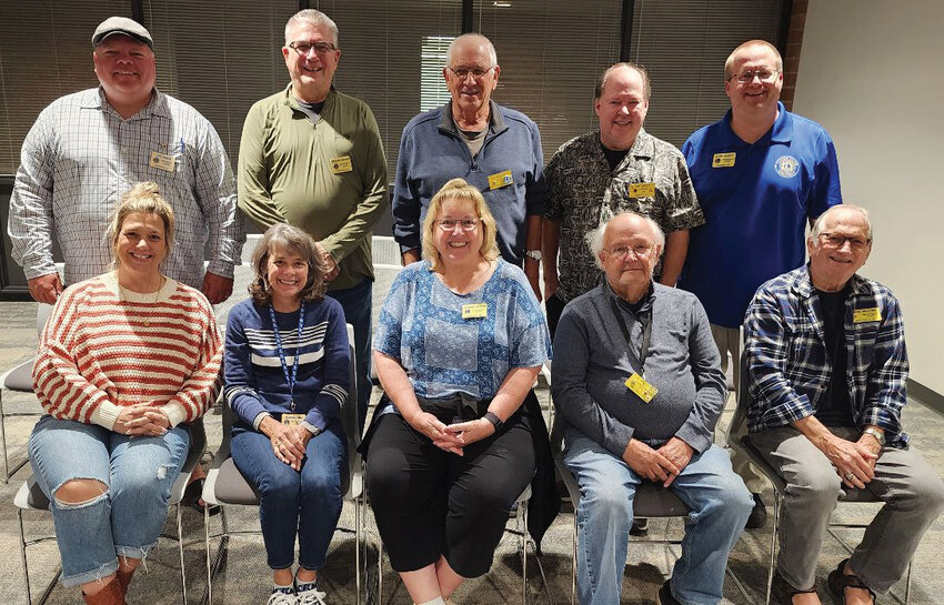 Newly elected Ridgefield Lions officers and board members include, front row, from left to right: Jessica Kipp, secretary; Roxanne Cortez, first vice president; Shannon Schick, service project chair; Clyde Burkle, board member; and Gene McCann, treasurer.  Back row, left to right: Josh Olson, president; Richard Yelenich, board member; Jim Kolshinski, board member; Don Lasher, board member; and David Schick, membership chair.