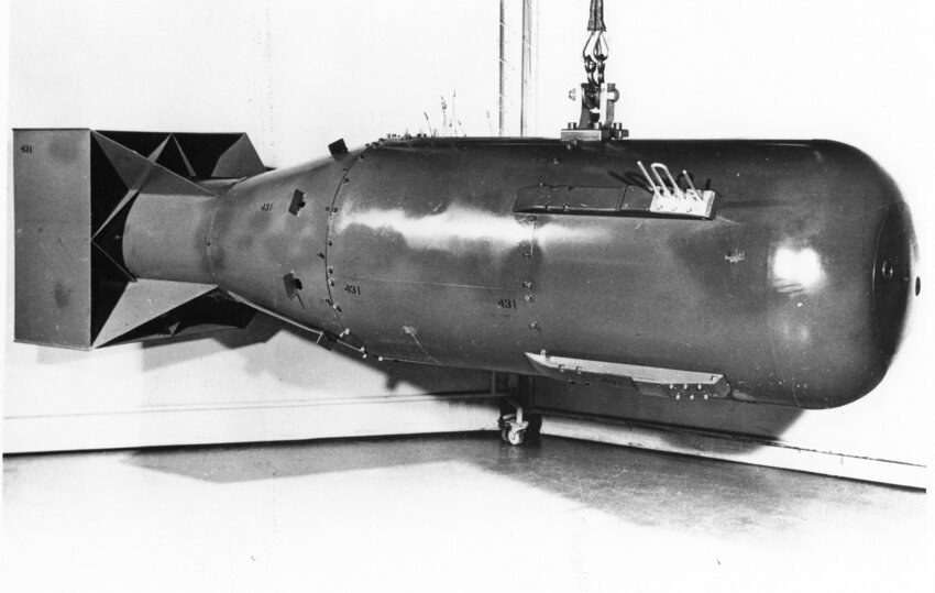 The 9,700-pound &ldquo;Little Boy&rdquo; bomb containing the equivalent of 15 kilotons of TNT and highly enriched uranium was too large to roll beneath the B-29 to load into the bomb bay. The Seabees dug a trench to lower the 10-foot-long bomb so it could be hoisted into the bomb bay of the Enola Gay.