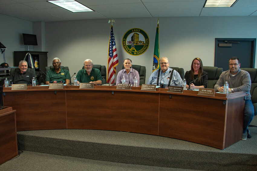 The Chehalis City Council is pictured during Councilor Jerry Lord's last meeting on Monday, Oct. 23, at Chehalis City Hall.