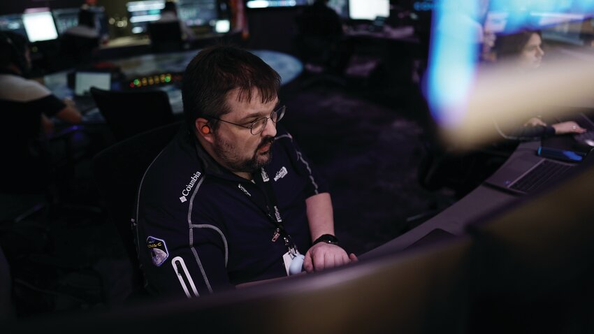 David Johnson working at the Intuitive Machines Nova Control room. Photo Courtesy of Intuitive Machines.