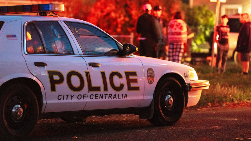 Centralia police respond to a hit and run in Centralia on Friday, Nov. 24, 2023.
