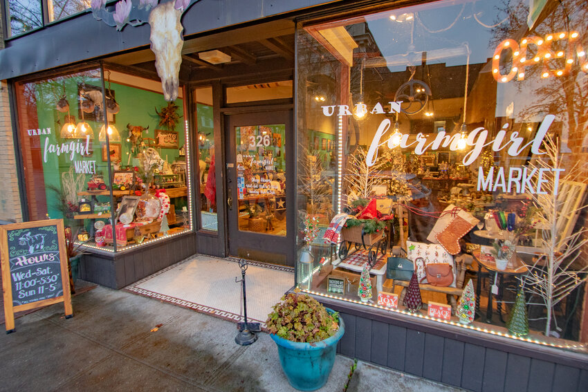 The storefront of Urban Farmgirl Market is pictured on Thursday, Nov. 30, after it was selected as the Centralia Downtown Association's Hometown Holiday Window Display Excellence Award winner for prettiest window.