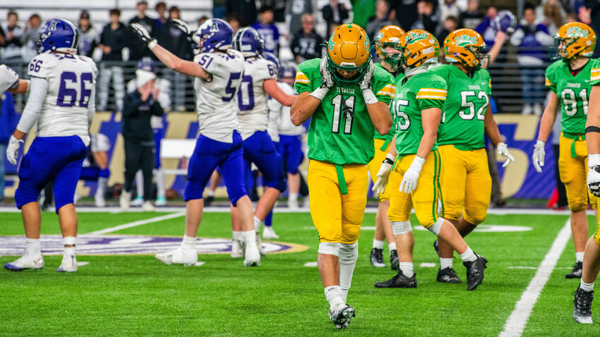 Tumwater&rsquo;s Payton LaGuerre reacts after a loss to Anacortes in the 2A State Championship game on Saturday, Dec. 2 at Husky Stadium.