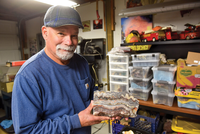 Self-taught lapidarist Richard Britschgi began polishing and cutting stone at his workshop in 2017.