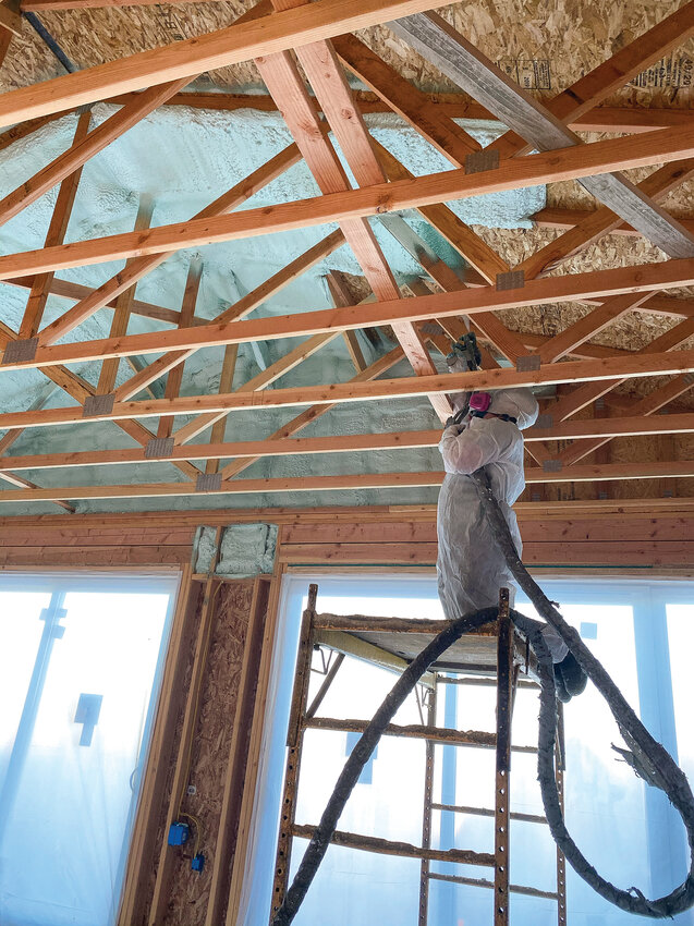 Ceilings are the leakiest part of the home, according to Nick Urban at Spray On Foam &amp; Coatings. Spraying foam on the roof can patch air leaks, weatherizing the home.