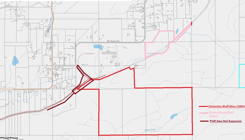 This map shows the area PVJR is accused of impacting with its construction project in Chelatchie.