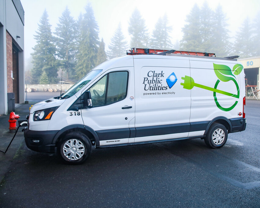 Clark Public Utilities estimates it has saved $10,000 per year on fuel costs by using an electric Ford work van. The electric van has the same storage space and shelving capabilities as the gas-powered one.
