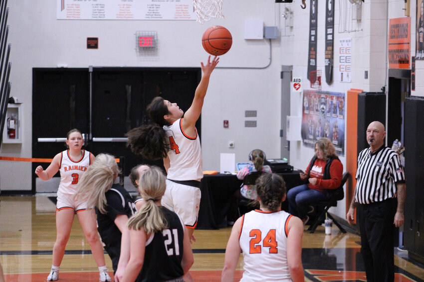 Angelica Askey shoots a layup off the glass against Raymond-South Bend on Jan. 6. Askey finished with 25 points in the 71-31 win.
