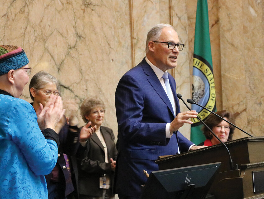 Washington Gov. Jay Inslee speaks during his annual State of the State address at the opening of this year&rsquo;s Legislature Jan. 9.