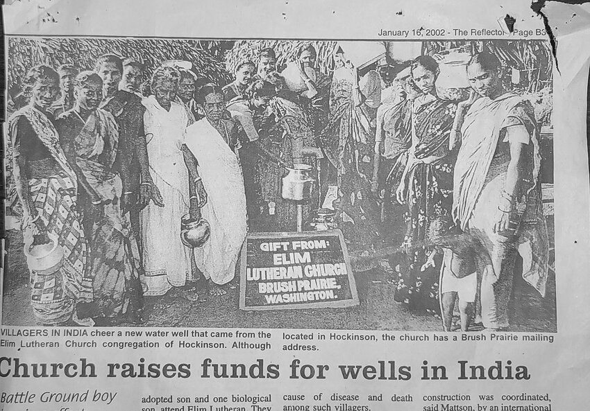 In a Jan. 2002 edition of The Reflector, Elim Lutheran Church raised funds for wells in India.