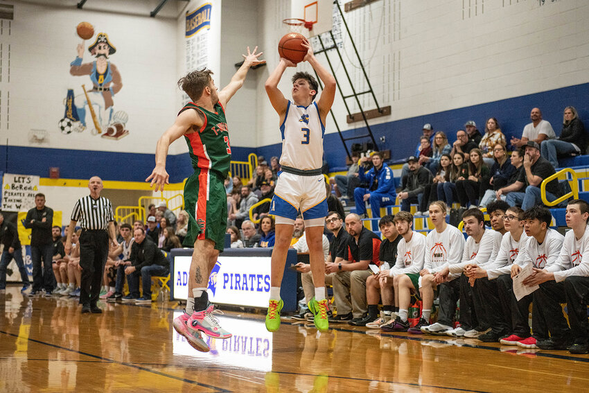 Braeden Salme takes a shot during Adna's 71-48 win over MWP on Jan. 27.