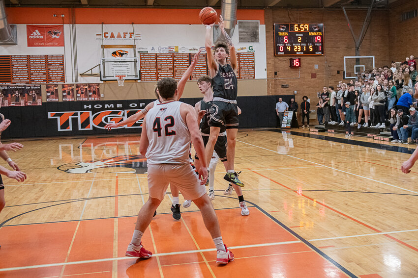 Tyler Klatush takes a shot during a Swamp Cup basketball matchup between W.F. West and Centralia on Jan. 30.