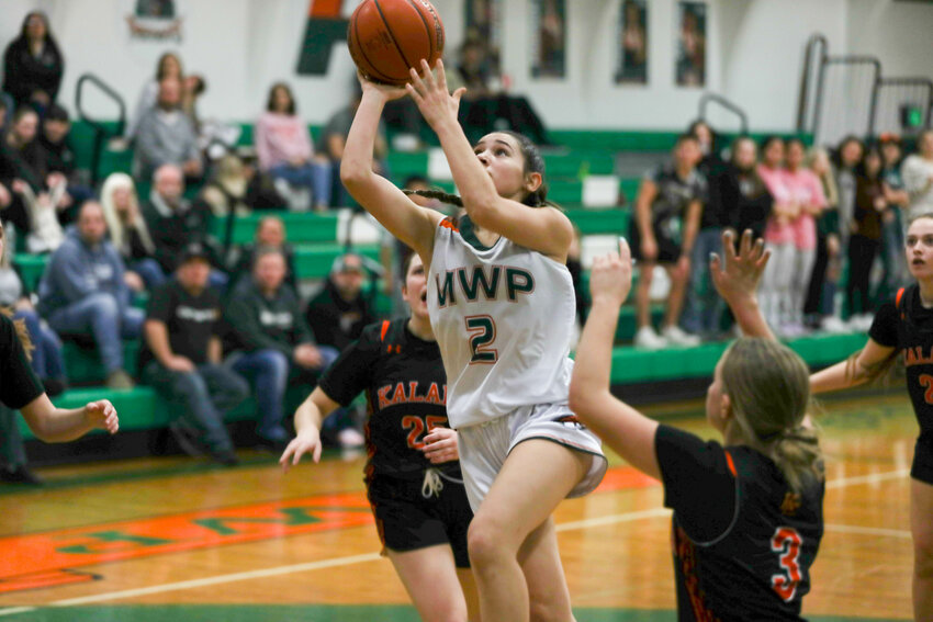 Malia Armstrong goes up with her right hand in the paint during MWP's win over Kalama on Feb. 2.