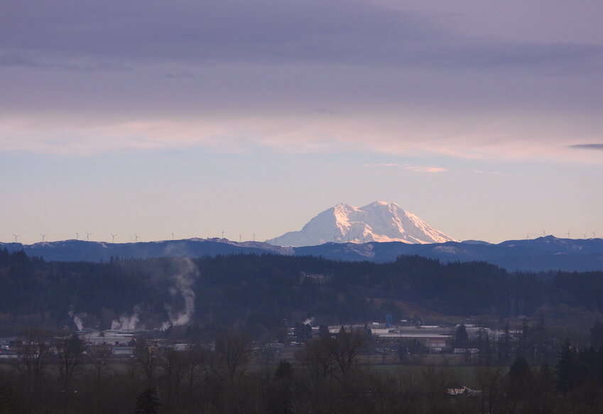 Mount Rainier is pictured Friday morning in this photo by Chehalis resident Shawn Days, who captured the image at the Newaukum Grange. To submit photos for potential publication by The Chronicle, email news@chronline.com.