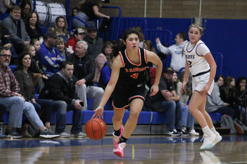 Angelica Askey drives down the lane against Adna on Feb. 13.