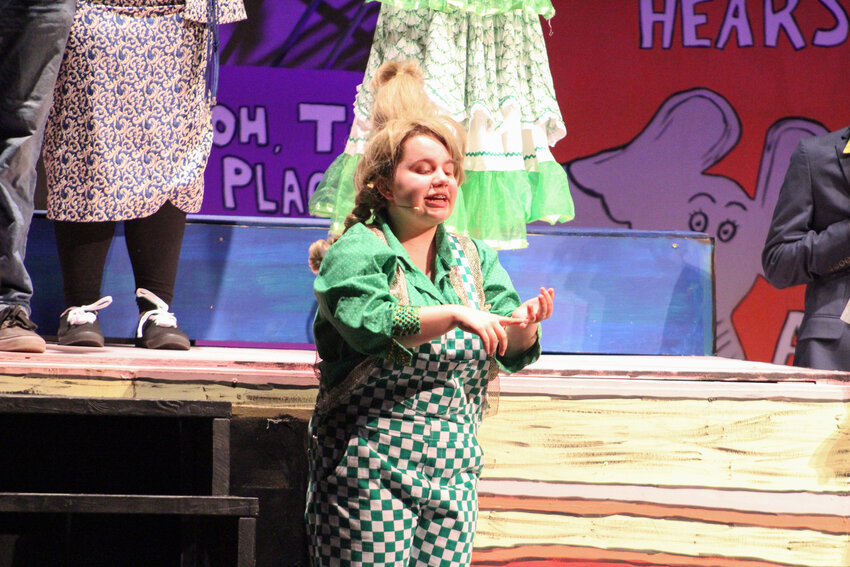 Angelina Davenport, playing the role of Cindy Lou Who, rehearses a scene for 