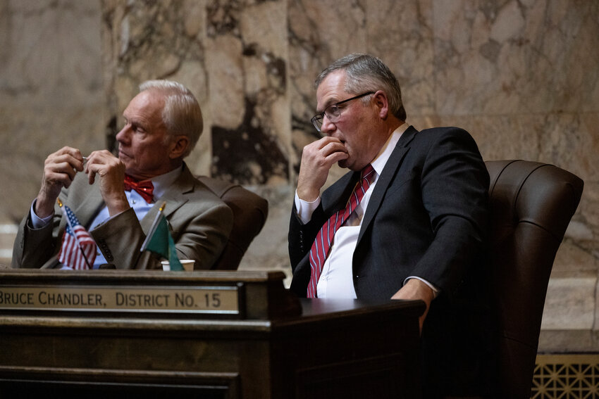 Rep. J.T. Wilcox listens on the last day of the 2024 Legislature at the state Capitol on Thursday, March 7.