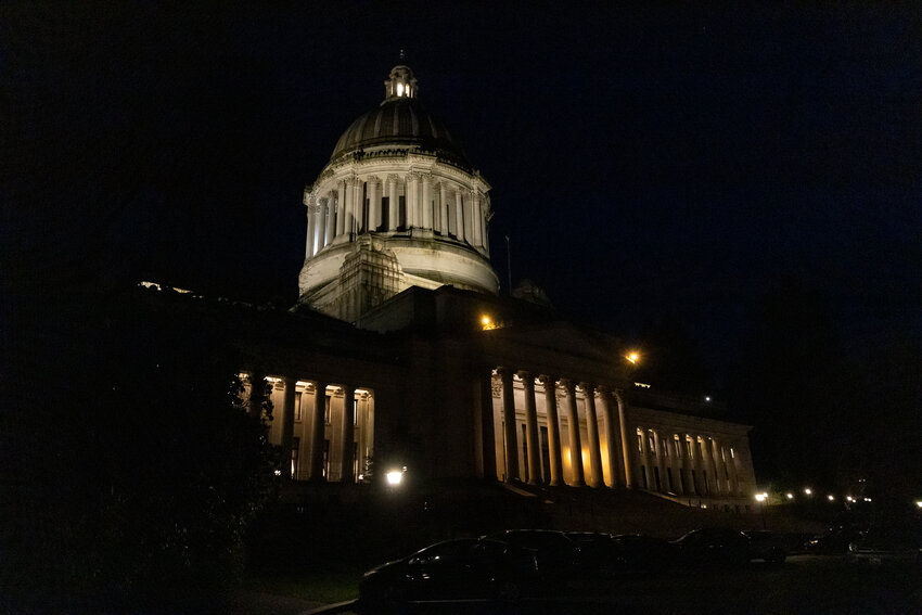 The outside of the state Capitol on the last day of the 2024 Legislature in Olympia on Thursday, March 7.
