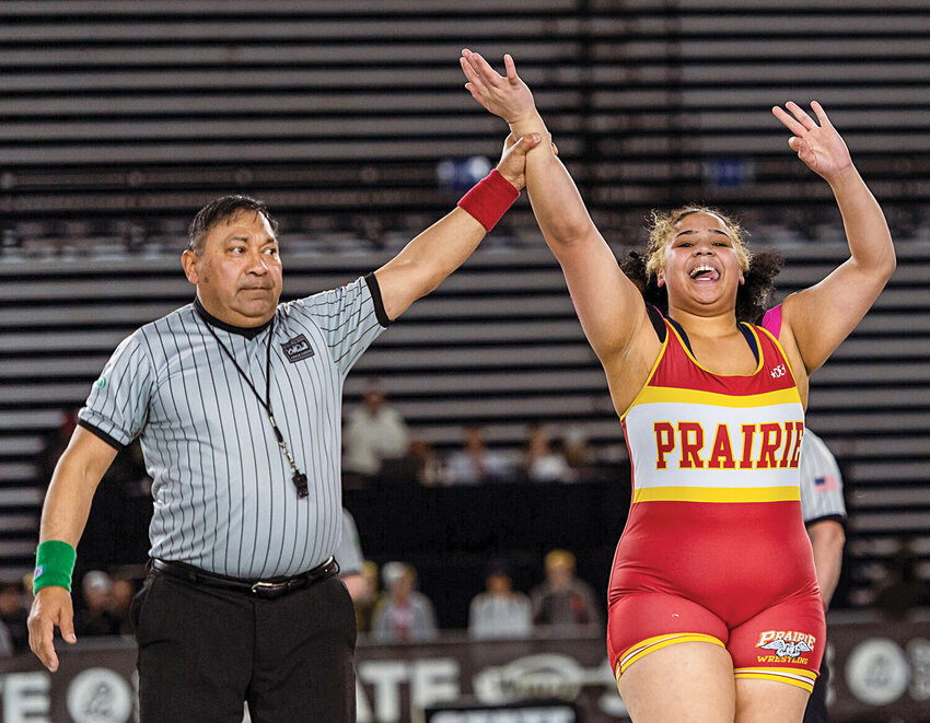Prairie&rsquo;s Faith Tarrant received first team 4A/3A Greater St. Helens League all-league honors after her third state title in the 4A/3A 235-pound wrestling class as a junior.