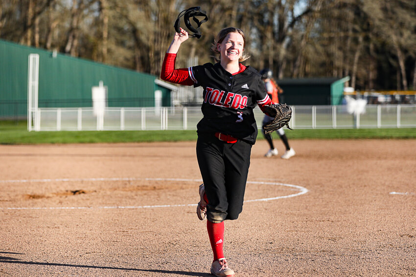 Peyton Holter is all smiles after Toledo's win over Centralia on March 18.