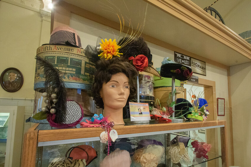 Headpieces are displayed at the Lewis County Historical Museum in Chehalis on Tuesday, March 19.