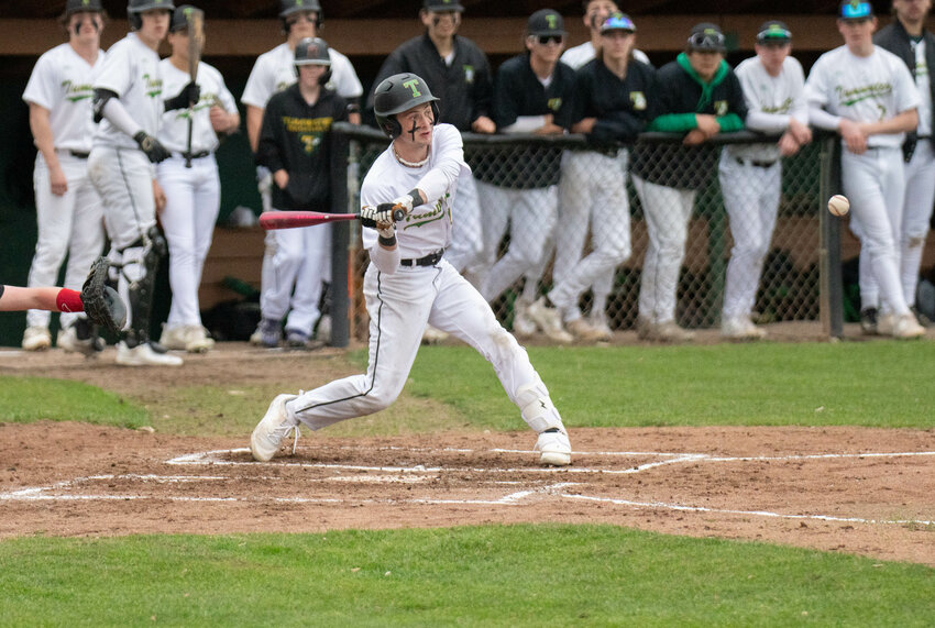 Eddie Marson swings at a pitch during Tumwater&rsquo;s win over Shelton on Wednesday March 20.