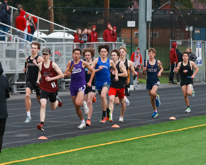 The boys&rsquo; 4,000-meter distance medley relay kicked off the track events at the Tiger Invite at Battle Ground High School on Saturday, March 23.