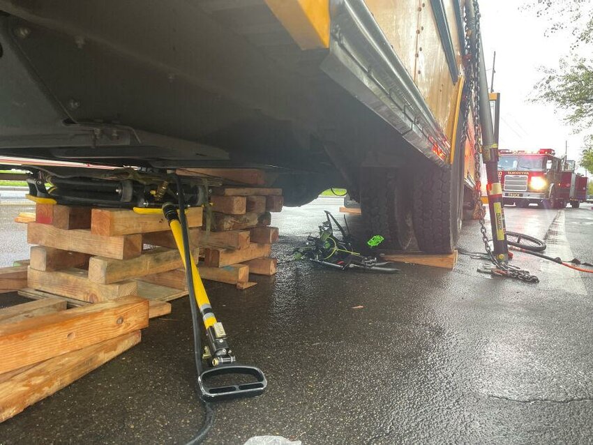 A 9-year-old boy was transported a Portland hospital with non-life-threatening injuries after colliding with an Evergreen Public Schools bus early Tuesday morning. Vancouver Fire crews used wooden blocks to suspend the bus off the ground Tuesday morning to extract a child who had been trapped underneath.