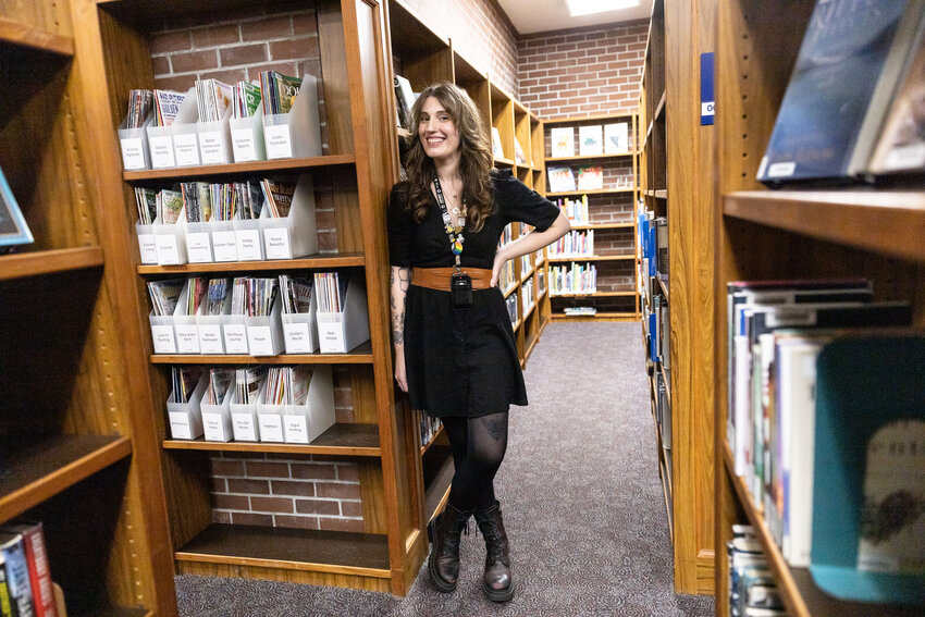 Library Manager Muriel Wheatley poses for a photo at Centralia Timberland Library on Thursday, March 21. Muriel has been the manager of both the Vernetta Smith Timberland Chehalis Library and Centralia Timberland Library as of February this year.