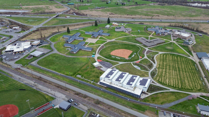 Green Hill School in Chehalis is pictured from above in early March.